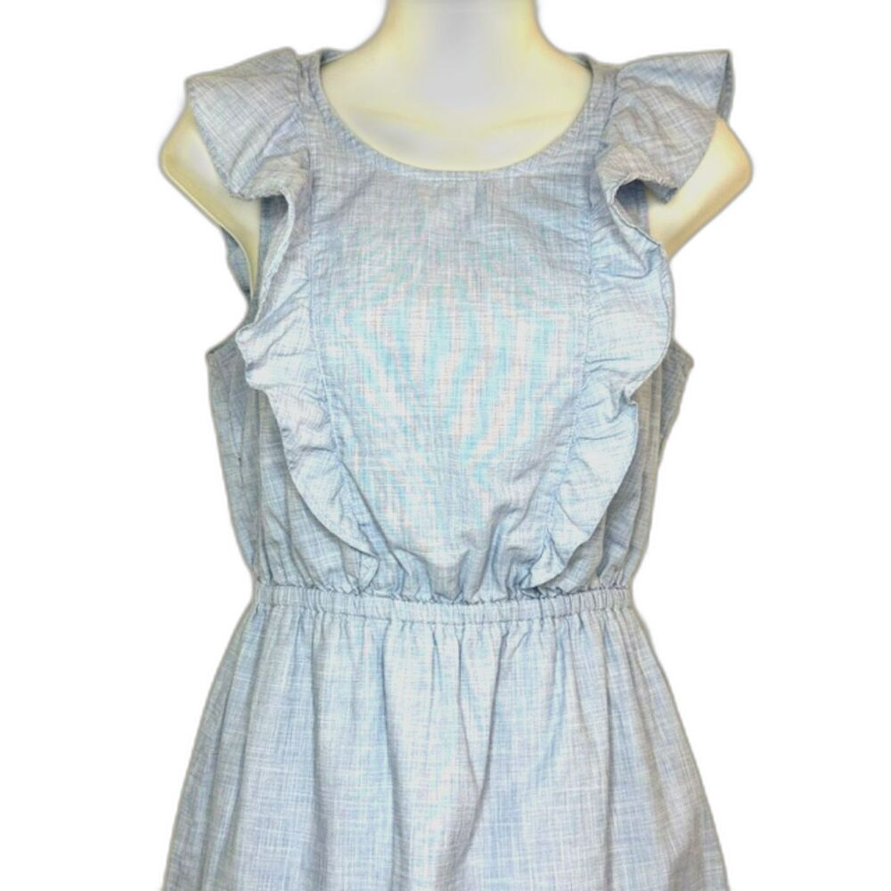 MADEWELL BELLFLOWER CHAMBRAY BLUE RUFFLE DRESS SIZE 00 NWOT - Picture 4 of 11